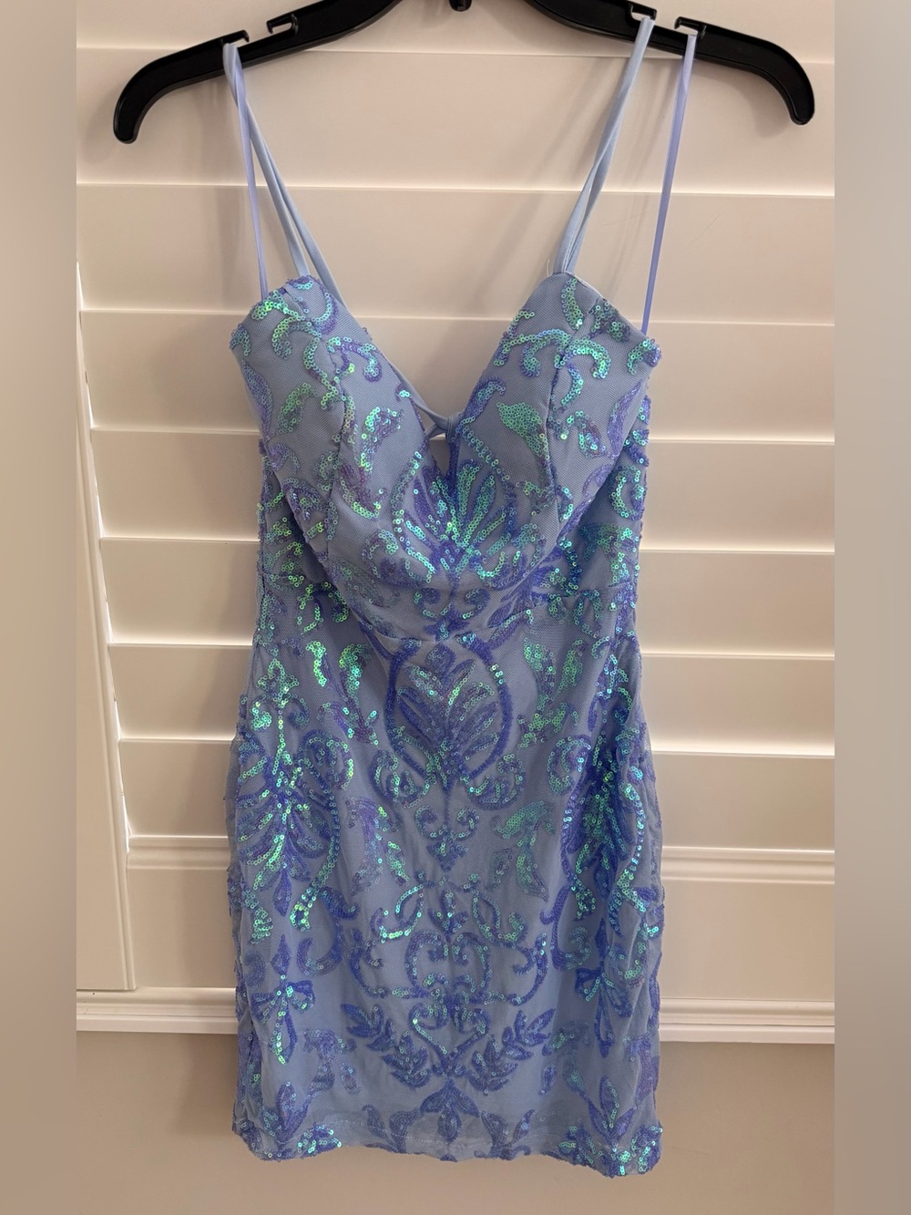 Windsor Lavender Mini Dress with Aqua Iridescent Sequins